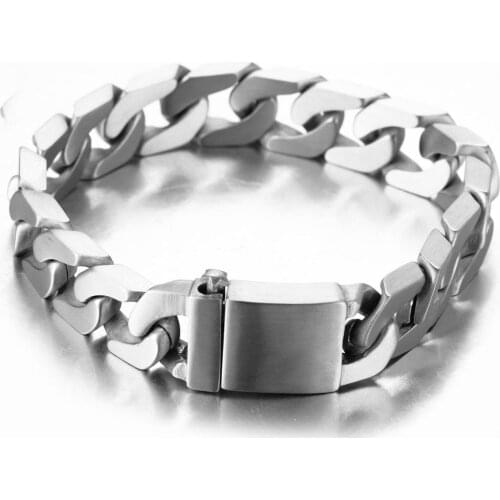 Punk Rock Silver Stainless Steel Men Bracelet 12MM Chain Link Bracelets & Bangles Armband Jewelry Pulseras Hombre