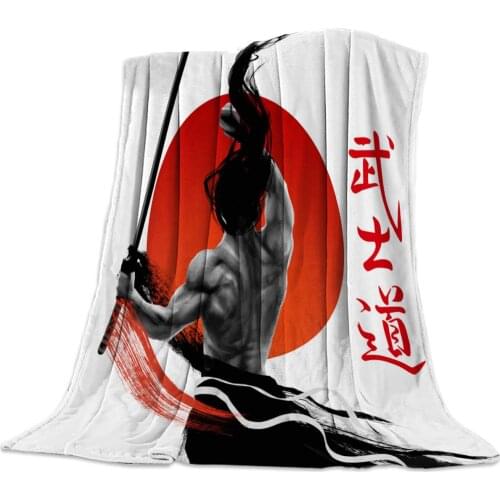 Man Sword Bushido Throw Blanket Warm Microfiber Blanket Bedroom Sofa Supplies Blankets for Beds