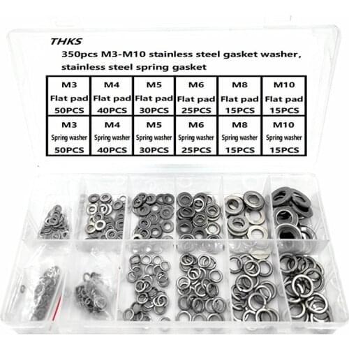 350pcs / box 304 stainless steel flat pad plus stainless steel elastic washer M3-M10 series combination