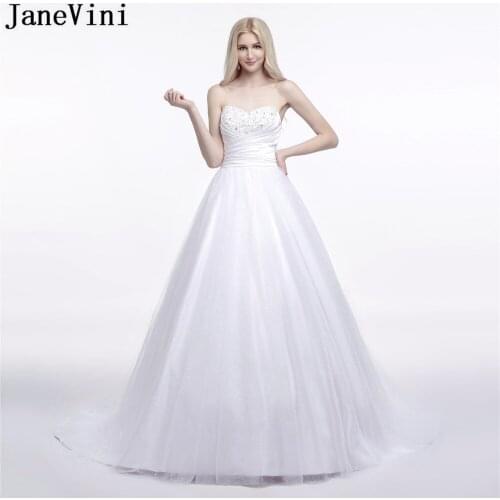 JaneVini Stunning Bride to be Gowns 2020 Sequined Crystal Summer Wedding Dress Boho A Line Sweetheart Bridal Gown sukienka biała