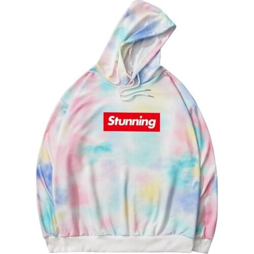 STUNNING Letter Printed Hoodies Sweatshirt Women Autumn Spring Harajuku Funny Vogue Tie Dyed Tops Loose Casual Korean Clothing