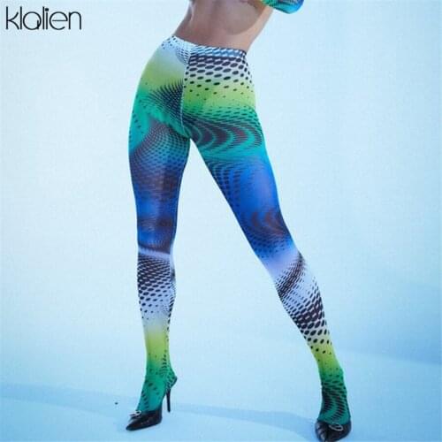 KLALIEN Casual Slim Stretch Colorful Trousers For Women 2021 New Autumn High Waist Skinny Pantyhose Leggings Y2K Streetwear