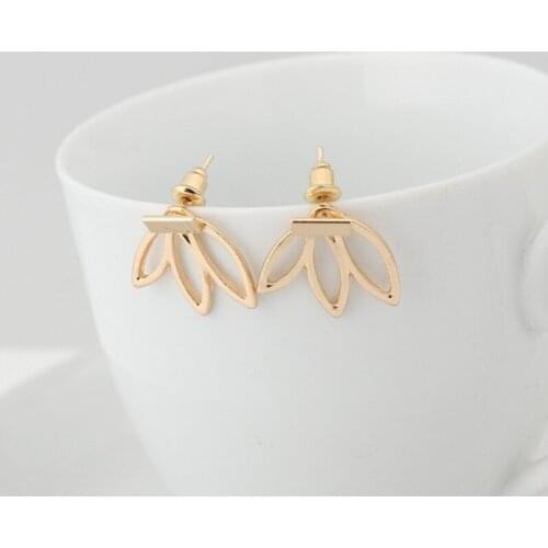 Hollow Lotus Earrings Fashion Personality Simple Fashion Earrings Gold Silver Plated Womens Creative Earrings