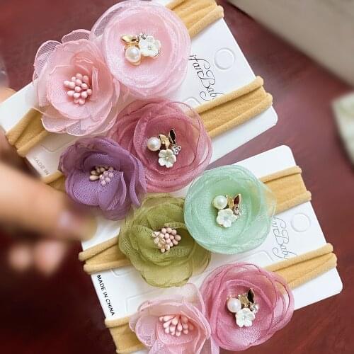 Chic Burn Rhinestone flower headband Kids Girl hair band nylon headband accessories