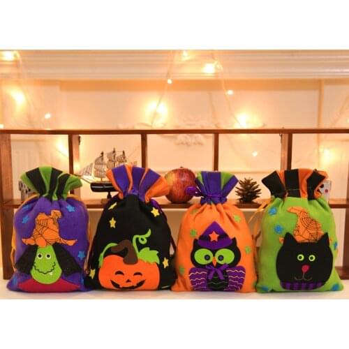 Halloween Candy Bag Drawstring Bag Decoration Kids Gifts Cloth Bags Pumpkin Witch Child Children Decor Wrapping