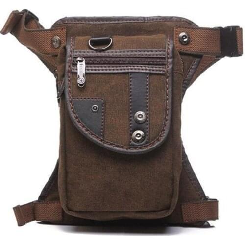 Mens Thigh Crossbody Bags Retro Fashion Outdoor Sports Belt Leg Bag Motorcycle Waterproof Canvas Waist Pack
