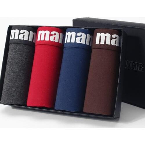 4Pcs/lot Men Boxer Cotton Mens Underpants Breathable Mens Panties Underwear Trunk Brand Shorts Man Boxer Calecon Homme