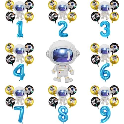 32inch Number 0-9 Globos Astronaut Space Planet Star Solar Aluminum Foil Balloons Boys Baby Shower Birthday Party Decorations