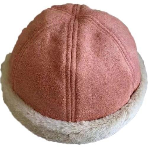 Japanese Soft Fur Suede Beret Hat Female Girl Cute Lamb Hair Landlord Hat Autumn Winter Warm Melon Leather Hat Male