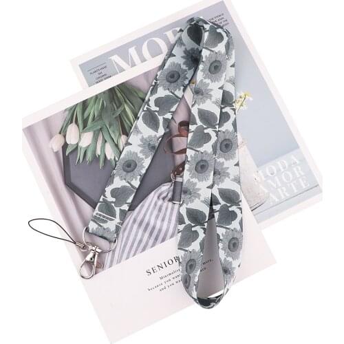 ZF2944 1pcs Gothic Style Colorless Sunflower Lanyard Badge ID Lanyards Mobile Phone Rope Key Lanyard Neck Strap Accessories