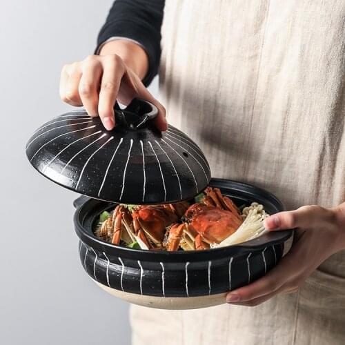 Japanese Style Casserole Dish Heat Resistant Pig Soup Cooking Pot Milk Pan Clay With Lid Casserole Cuisine Home ProductsDH50SG