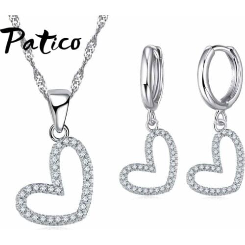 Heart Womens Jewelry sets 925 Sterling Silver Lover Pendant&Necklace Sets For Women Valentines Day Present Wholesale