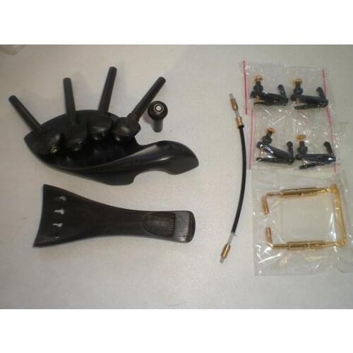 1 set ebony violin parts with fine tuner chin rest clamp string bridges 3/4 size