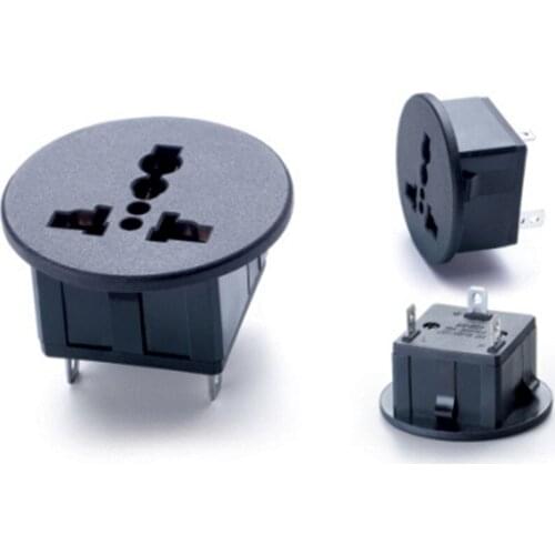 1pcs/lot Round universal AC utility power socket outlet SS-801-1 black three batch