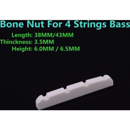 1 Piece GuitarFamily Real Slotted Bone Nut For Four Strings Bass ( 38MM / 43MM * 3.5MM * 6MM/6.5MM )