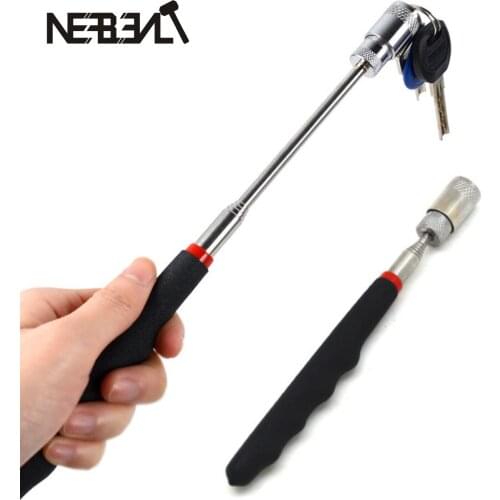 1pc Magnetisk Pickup Rod Telescopic Adjustable Magnetic Pick-Up Tools With Led Light Suck Iron Rods Long Extendable 70cm