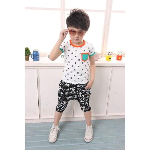 High quality 100% cotton 2017 summer new arrival sport casual cartoon kid short sleeve suit children baby boy clothing set