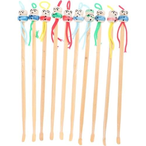 5/10/20Pcs 12.5cm Portable Cute Mini Doll Earpicks Wood Bamboo Ear Picks Wax Remover Cleaner Tool Health Care Ear Care