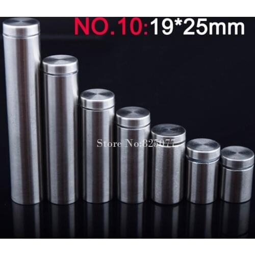 500PCS 19*25mm Stainless Steel Fasteners Advertisement Glass Standoff Hollow Screw Glass Cabinet Display Screw KF842