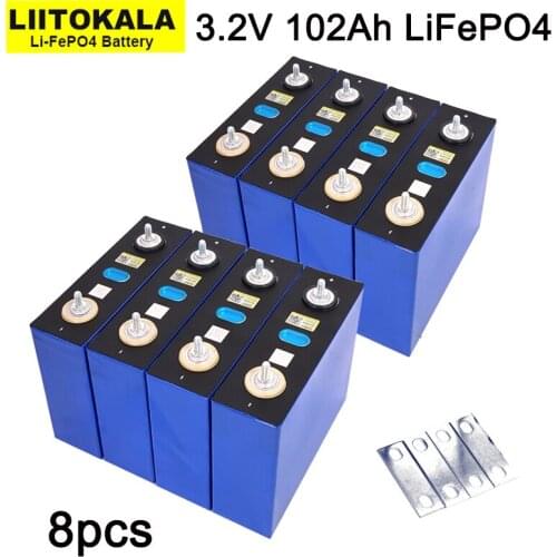 8pcs Liitokala 3.2V 100Ah Battery LiFePO4 Lithium phospha Large capacity DIY 12V 24V Electric car RV Solar Energy storage system