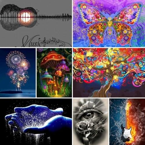 40x50x60x70 diamond painting 5D Full Square embroidery mosaic Cross Stitch Firework mushroom DIY Wall Sticker home Decoration