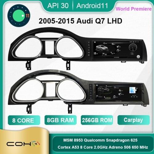 Android 11.0 API 30 Snapdragon 625 1920*720 octa core 6G 128G dvd automotivo car multimedia radio player For Audi Q7 2005-2015