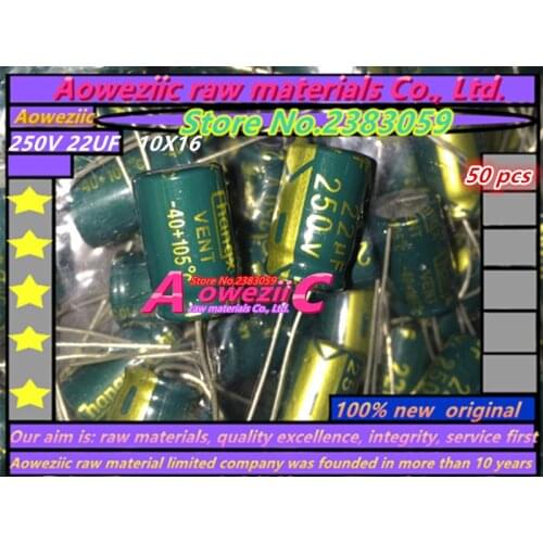 Aoweziic 50 PCS 22UF 250V 10X16 high frequency low resistance electrolytic capacitor 250V 22UF 10*16