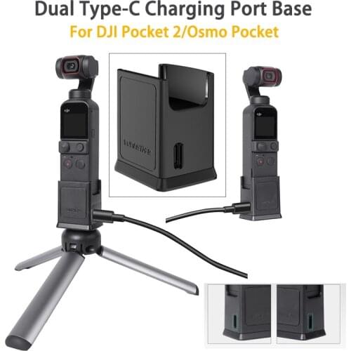 DJI Pocket 2 Base Dual Type-C Charging Ports 1/4in Screw Hole Adapter Connector For DJI Pocket 2/Osmo Pocket Gimbal Accessories