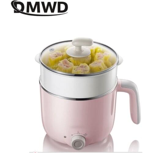 DMWD Mini Electric Multicooker Breakfast Maker Noodles Pasta Cooker DIY Hot Pot Porridge Soup Cooking Pot For 1-2 People 220V
