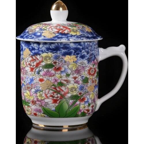 Jingdezhen Enamel Blue And White Ceramic Silver Cup Pure Silver Health Cup Office Tea Cup Large Capacity Water Cup With Lid