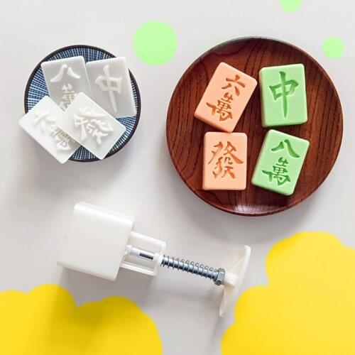 Mahjong Pineapple Cake Mooncake Molds 30g Hand-Pressure 4 Stamps Chinese Traditional Mooncake Molds for Mid-Autumn DIY P