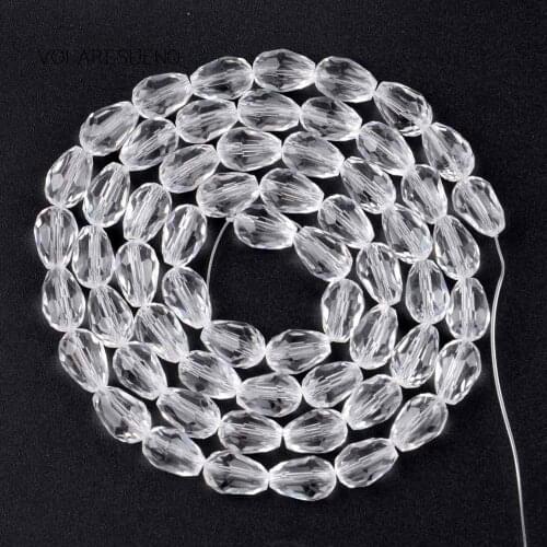 Faceted Teardrop White Austrian Crystal Loose Beads 15” Pick 8x11mm Spacer Beads For Charm Bracelte Necklace Jewelry Making