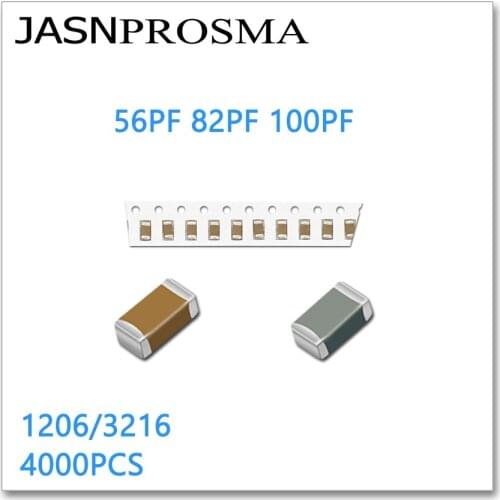 JASNPROSMA 4000PCS 1206 3216 RoHS 50V 5% J 56PF 82PF 100PF 56P SMD high quality New goods Capacitor NPO