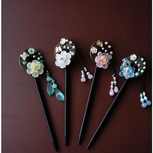 Classical Hairpin Up-do Hairpin Ornaments Headdress Chinese Clothing Cheongsam Show Lampwork Flower Butterfly Hair Stick Jewelry