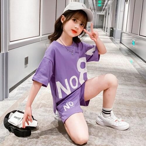 Summer Baby Girls Clothes Kids Short Sleeve + lace Skirts Suits Children Clothing Sets Girl Princess Outwear 6 8 10 12 13 Years