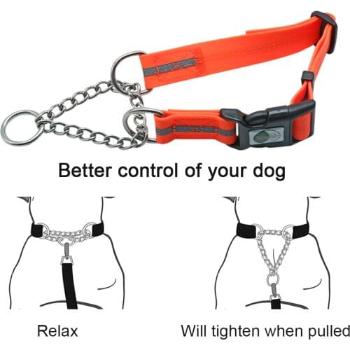 PVC Reflective Pet Dog Slip chain Collar,Waterproof Dirtproof Adjustable Easy To Clean,Prevent Dog Sprint,For Small Medium Dogs