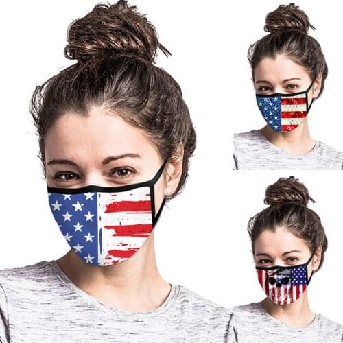 American Flag Printed Mask Fighting Face Masks Fabric Adult PM2.5 Reusable Washable Protective Filter Mask With Design Masque D8