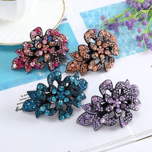 Fashion Acrylic Colorful Crystal Hairpins Exquisite Hair Clips For Women Ponytail Holder Girls Gifts Hair Accessories Hair Grip