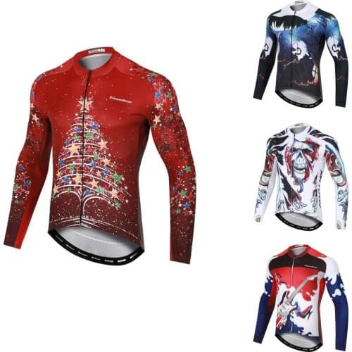 Mens Long Sleeve Cycling Jersey Bike Jersey Top Mountain Bike MTB Road Bike Cycling Breathable Quick Dry Sports Clothing