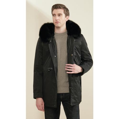 Classic Fur Parka Men Jacket Luxury Hooded Warm Real Rabbit Fur Liner Outwear Casual Fashion High Quality