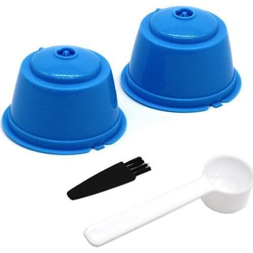 2PCS Coffee Capsule Set Mini Plastic Reusable Coffee Filter With Coffee Spoon & Brush Refillable Coffee Cups Kitchen Accessories