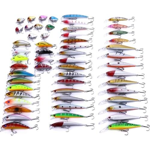 56Pcs/lot Mixed Fishing Lure Bait Set Wobbler Crankbaits Swimbait Minnow Hard Baits Spiners Carp Fishing Tackle