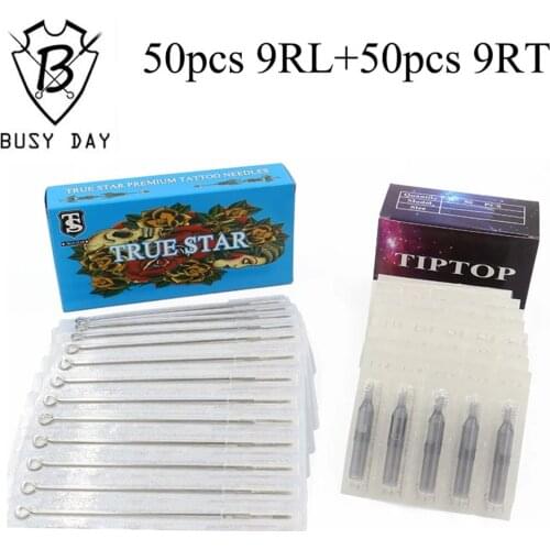 9RL+9RT) 50pcs True star tattoo needles & 50pcs TIP TOP tattoo tips for Tattoo Machine gun tattoo bodyart supply free shipping