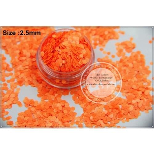 TCF504 Neon Orange Colors 2.5mm size solvent resistant glitter for nail Art nail Polish or other DIY decoration