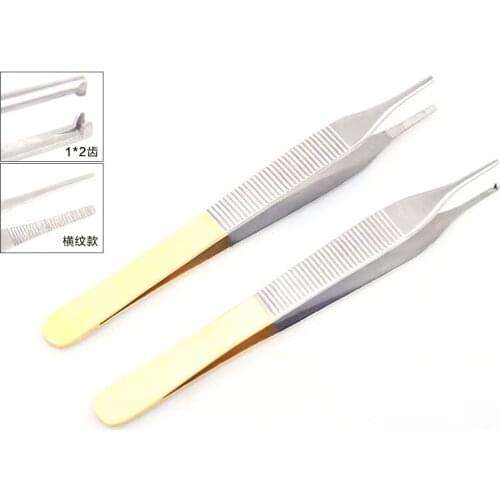 Stainless steel forceps instrument ophthalmic tweezers cosmetic eyelid hook toothed forceps tweezers