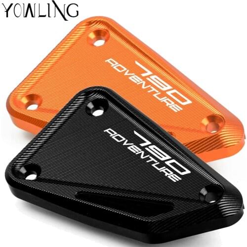 NEW For 790 ADVENTURE / R 2019 2020 CNC Aluminum Orange Black Motorcycle Front Brake Fluid Fuel Reservoir Tank Cap Cover