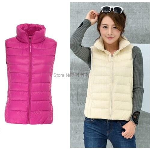 New 2017 autumn and winter Brand women vest plus size 3XL down vest white duck down outwear light weight soft warm waistcoat