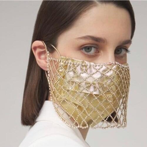 New Design Hollow Rhinestone Mask Jewelry Bridal Wedding Crystal Mask Accessories Halloween Exquisite Sexy Mask Head Jewelry