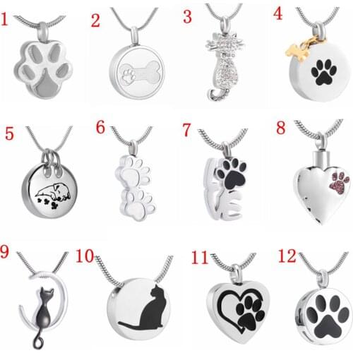 Pet Urn Pendant Dog Cat Funeral Memorial Jewelry Stainless Steel Cremation Urn Necklace for Ashes Holder Keepsake Jewellery