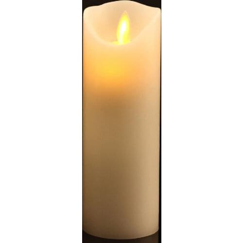 USB powered Rechargeable led Flickering pillar paraffin candle Wavy edge moving wick Wedding Xmas Party bar decor 5.3CM(D)-Amber